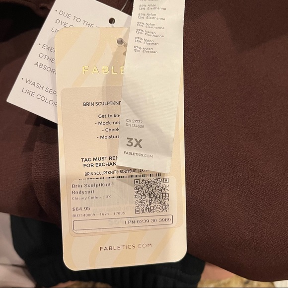 NEW! Fabletics Brin SculptKnit Bodysuit Compression Chicory Coffee - Size 3X - Picture 14 of 14